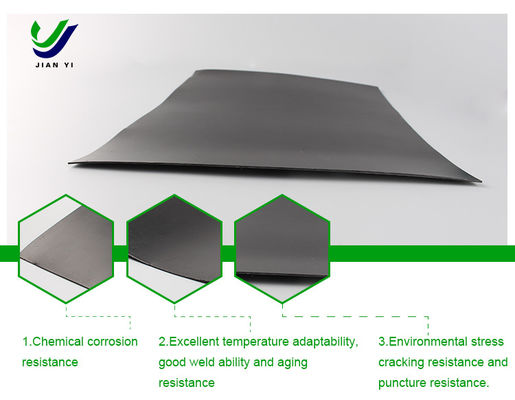 Проект окружающей среды HDPE гладкая геомембрана устойчивая к кислотам и щелочам 700% удлинение при разрыве 0,3 мм 3,0 мм толщина