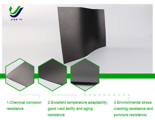 Ультранизкая проницаемость HDPE гладкая геомембрана с устойчивостью к химической коррозии и 700% удлиненностью для водоемов горных отходов