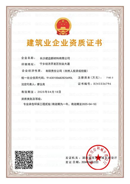 Китай Changsha Jian-Yi New Material Co., Ltd. Сертификаты