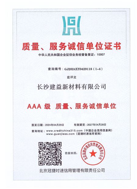 Китай Changsha Jian-Yi New Material Co., Ltd. Сертификаты