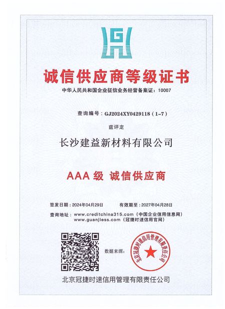 Китай Changsha Jian-Yi New Material Co., Ltd. Сертификаты