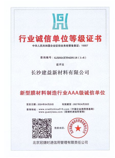 Китай Changsha Jian-Yi New Material Co., Ltd. Сертификаты